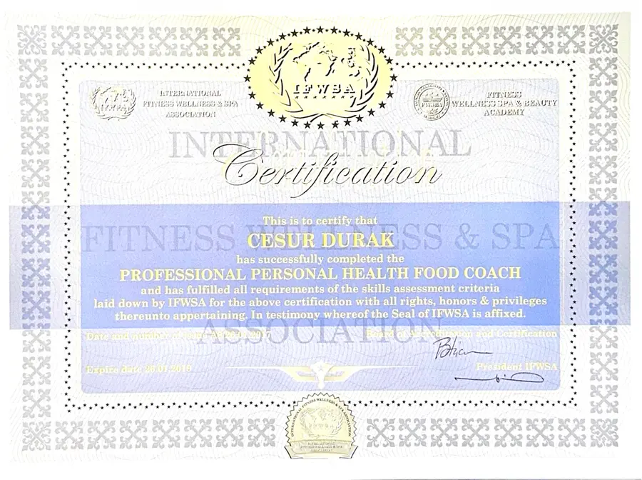 Certificat Professional Personal Health Food Coach